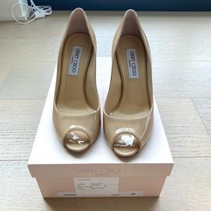 JIMMY CHOO PATENT NUDE HEELS SIZE 37